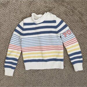 Polo Ralph Lauren Cotton Multicolor Stripe Knit Mock Neck Sweater Little Girl 7